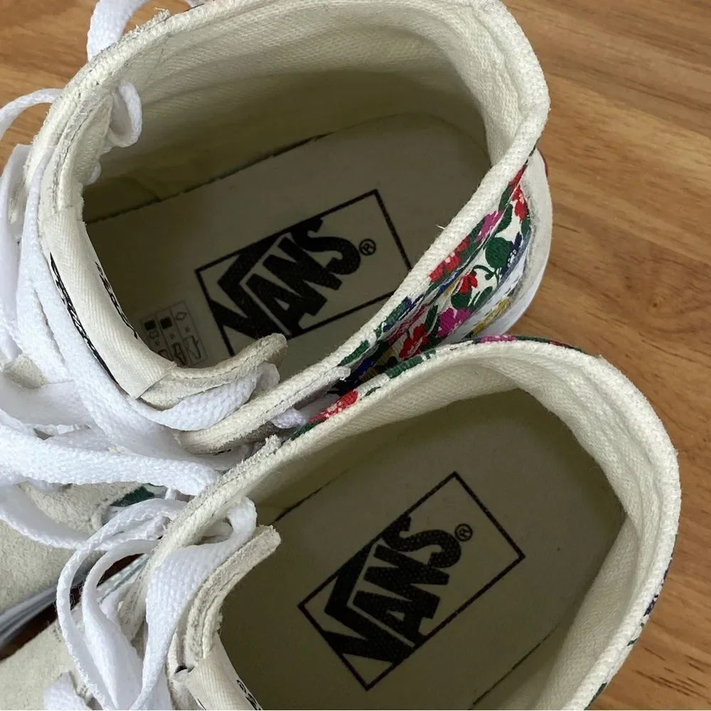 Vans Sk8 Hi Tapered Floral Sneakers White Suede Canvas‎ Multi 3.5 Men 5 Women